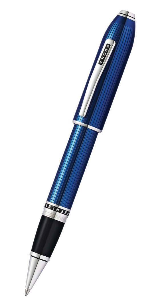 Peerless Translucent Quartz Blue Engraved Lacquer Rollerball Pen